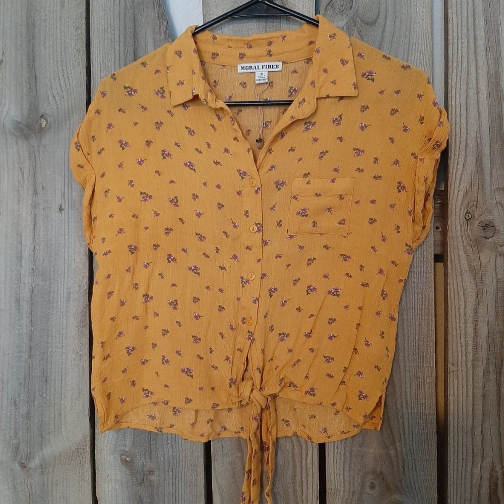 Moral Fiber Yellow Floral Button-up Blouse